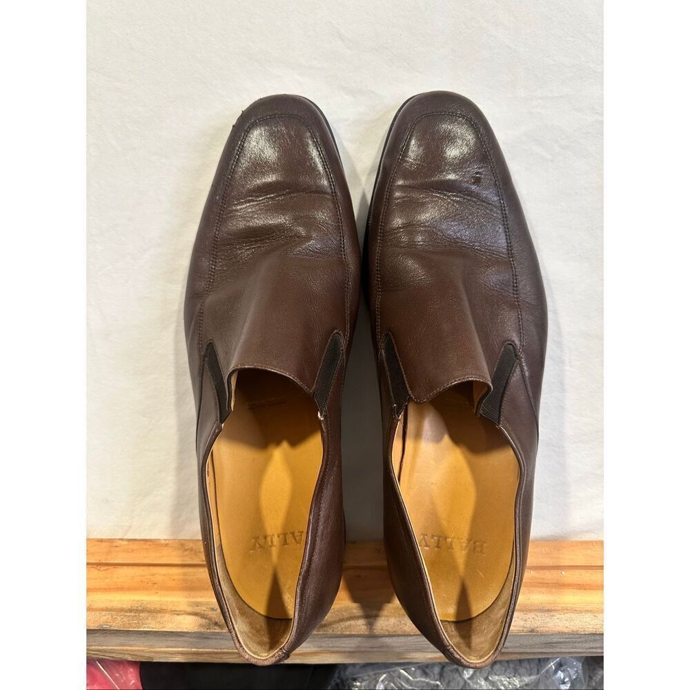 Bally Brown Calf Leather Slip-On Mens Loafers, size 9.5